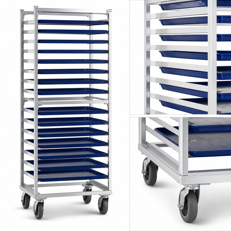 Product image #3 for Mobile Full-Height Side-Loading Aluminum Bun Pan Rack for 20 18 x 26 Pans