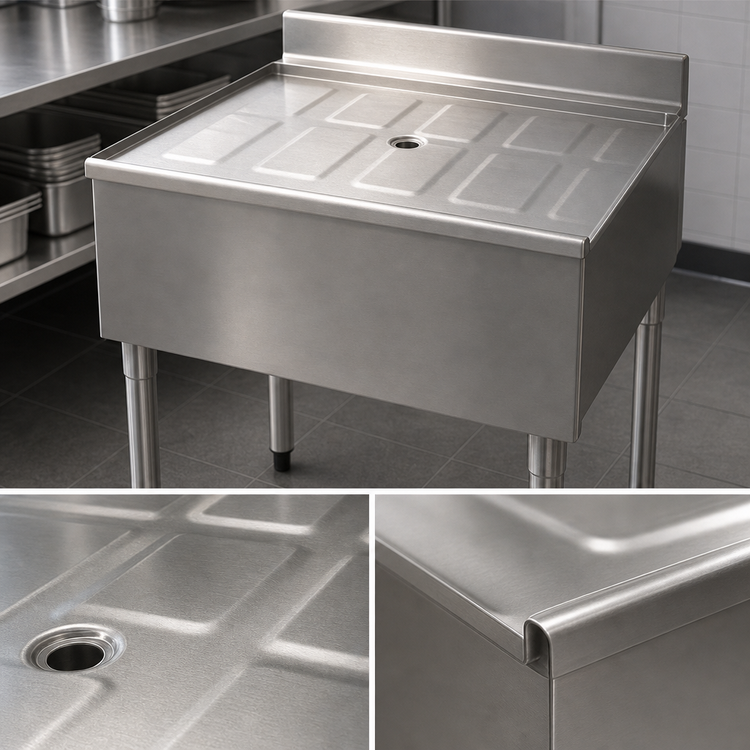 Product image #3 for Eagle Group 2200 Series 24 Inch x 24 Inch Stainless Steel Workboard Unit with Embossed Drainboard Top