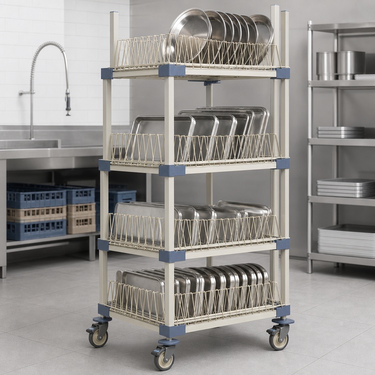 Product image #4 for MetroMax 4 36-Inch Wide Mobile 4-Tier Bulk Drying Rack with Drop-Ins and Tray Rack