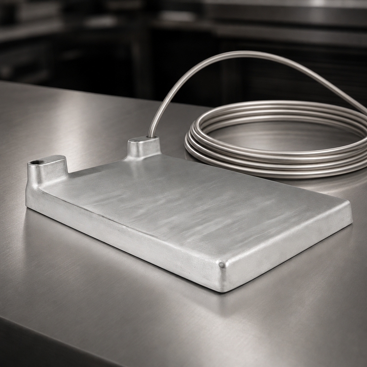 Product image #3 for 8 x 12 Inch Single-Product Cold Plate with 1/4 Inch x 12 Foot Stainless Steel Tubing