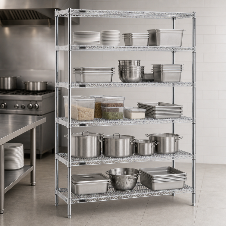 Product image #3 for Eagle Redi-Pak 5-Tier 60 Inch W x 18 Inch D x 74 Inch H Chrome Wire Shelving Unit