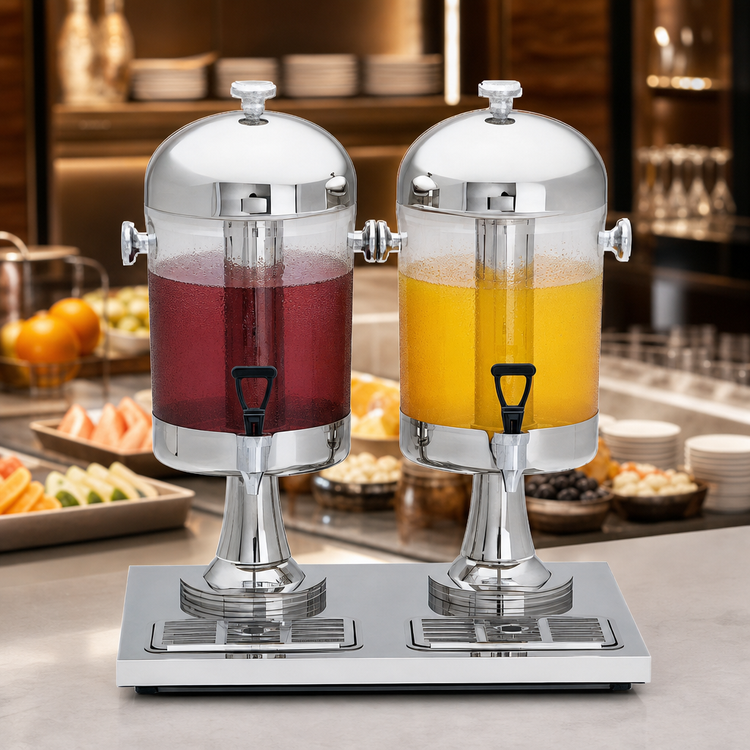 Product image #3 for Cash & Carry Double 2-Gallon Beverage Dispenser with Stainless Steel Ice Core