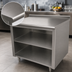 Thumbnail image #3 for Advance Tabco 120-Inch x 30-Inch Underbar Work Table with Open Front Cabinet Base, Mid-Shelf, and 1-1/2-Inch Rear Up-Turn