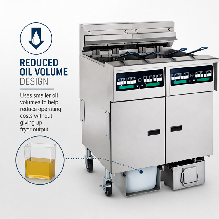 Product image #3 for Pitco Solstice SELV14C/14T-2/FD Reduced Oil Volume 3-Fryer Electric Fryer System with Built-In Filter Drawer