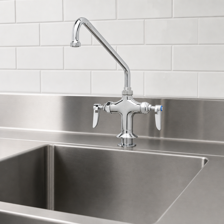 Product image #3 for T&S Brass B-0201-01 Single-Hole Deck-Mount Swivel Pantry Mixing Faucet with 12-Inch Swing Nozzle