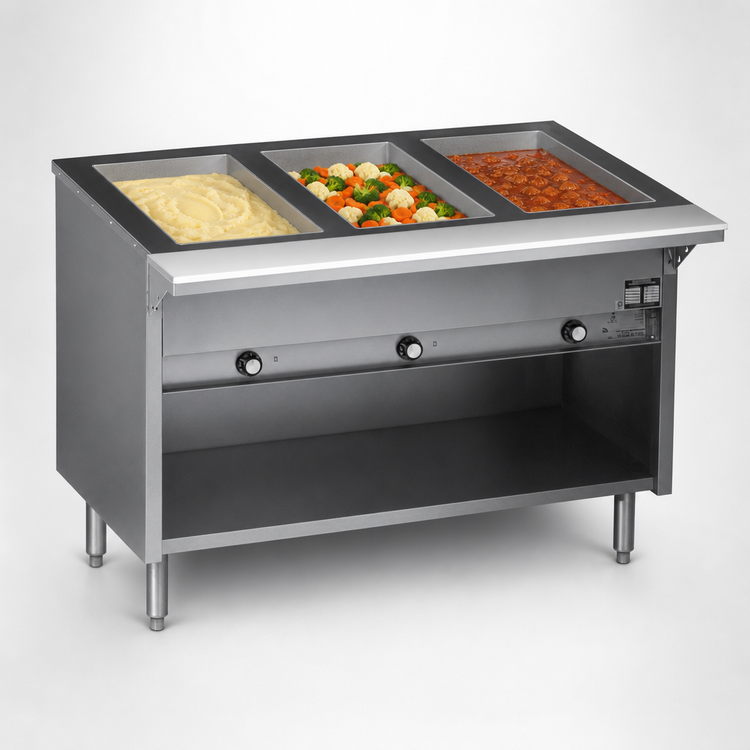 Product image #3 for Eagle Spec-Master 48-Inch Electric Hot Food Table with Three 12 x 20-Inch Wet/Dry Wells and Open Base