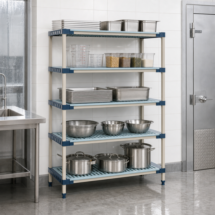 Product image #3 for MetroMax 4 5-Shelf All-Polymer Stationary Starter Shelving Unit, 60 Inches W x 18 Inches D x 74 Inches H