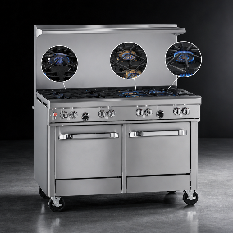Product image #3 for Southbend Ultimate 48-Inch Natural Gas Restaurant Range with 7 Open Burners and 2 Space Saver Ovens