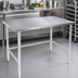 Thumbnail image #3 for John Boos Stallion 30-Inch x 30-Inch Corner Stainless Steel Work Table, 16-Gauge Flat Top, Galvanized Base