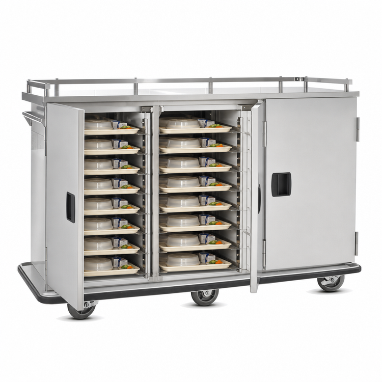 Product image #4 for FWE ETC-18 Mobile Stainless Steel Non-Insulated Patient Tray Cart, 18-Tray Capacity
