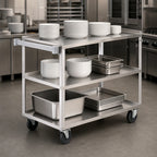 Thumbnail image #3 for Vollrath 97140 Stainless Steel 3-Shelf Extra Heavy-Duty Utility Bus Cart, 500 lb. Capacity
