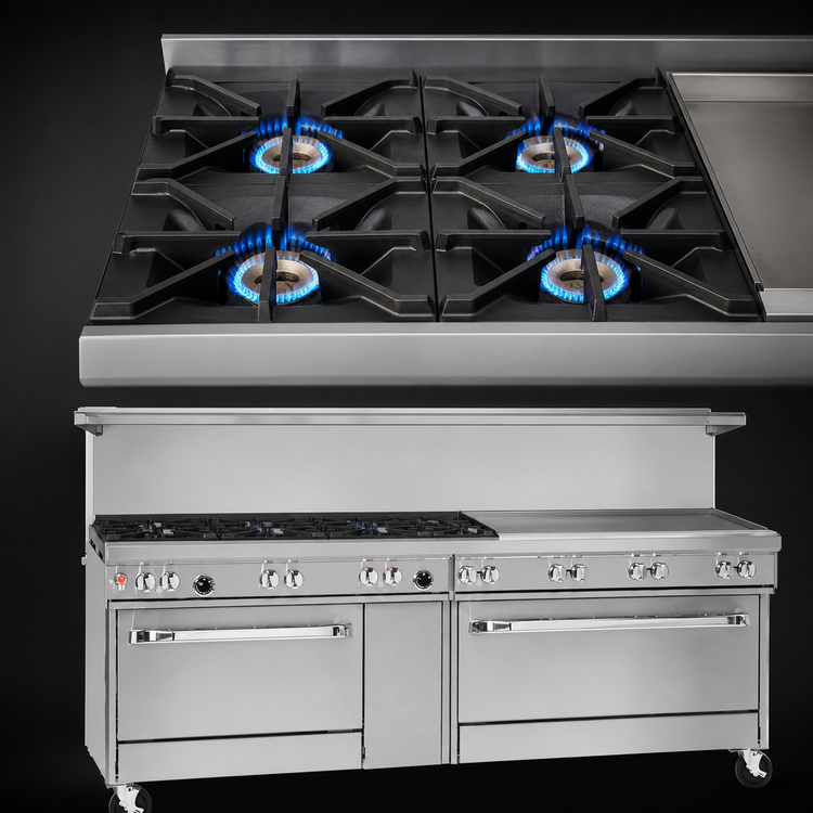 Product image #3 for Southbend Ultimate 60-Inch Gas Restaurant Range with 4 Non-Clog Burners, 36-Inch Griddle, and 2 Standard Ovens