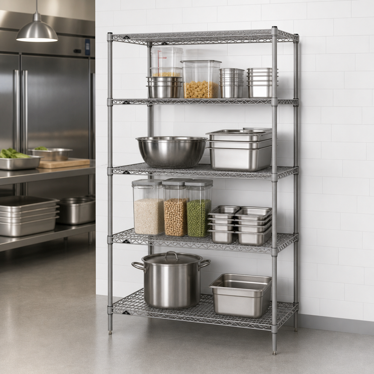 Product image #3 for Metro Super Erecta 24" x 18" x 63" Starter Wire Shelving Unit with 4 Shelves, Metroseal Gray Epoxy-Coated Finish