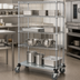 Thumbnail image #3 for Quantum Chrome-Plated Mobile Enclosure Cart with 4 Shelves, 60 x 24 x 69 Inches
