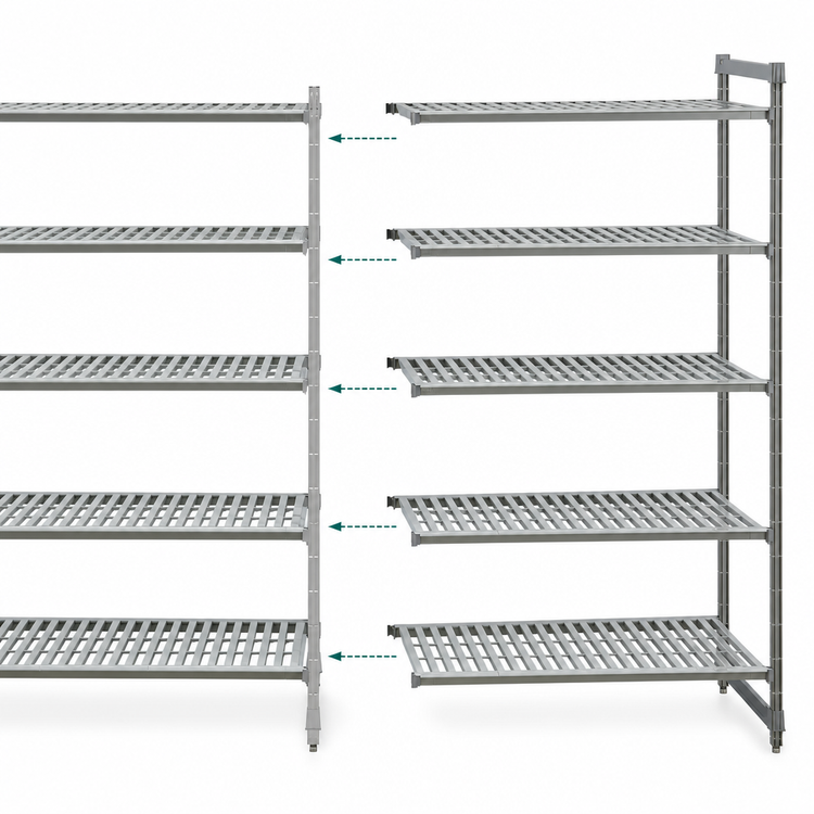 Product image #3 for Cambro Camshelving Basics Plus 5-Shelf Vented Add-On Polymer Shelving Unit, 30 x 24 x 64 Inches, Brushed Graphite