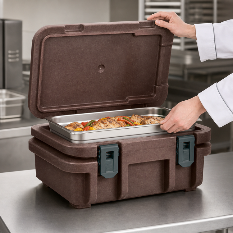 Product image #4 for Cambro Ultra Pan Carrier® UPC140 Top-Loading Insulated Food Pan Carrier for 1 Full-Size or Fractional GN Pan, Dark Brown