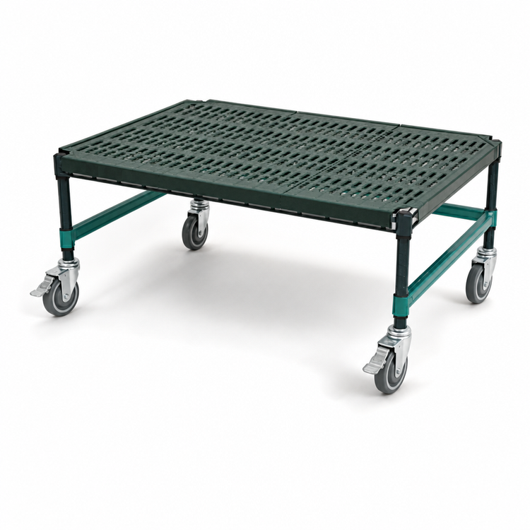 Product image #3 for QuadPlus Mobile Dunnage Rack with Louvered Polypropylene Mat, 48 x 18 x 14 in., 800 lb. Capacity
