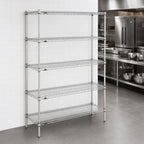 Thumbnail image #3 for Metro Super Erecta 5N477BR 5-Shelf Stationary Wire Shelving Starter Unit, 72"W x 21"D x 74"H, Brite Finish