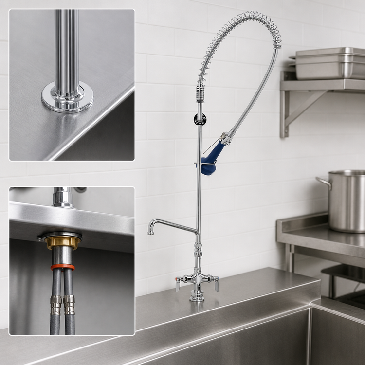 Product image #3 for T&S Brass EasyInstall Single-Hole Deck-Mount Pre-Rinse Unit with 10-Inch Add-On Faucet