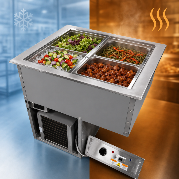 Product image #3 for Randell RCHB-4-208-AF 4-Pan Drop-In Hot/Cold Food Well with Auto Water Fill