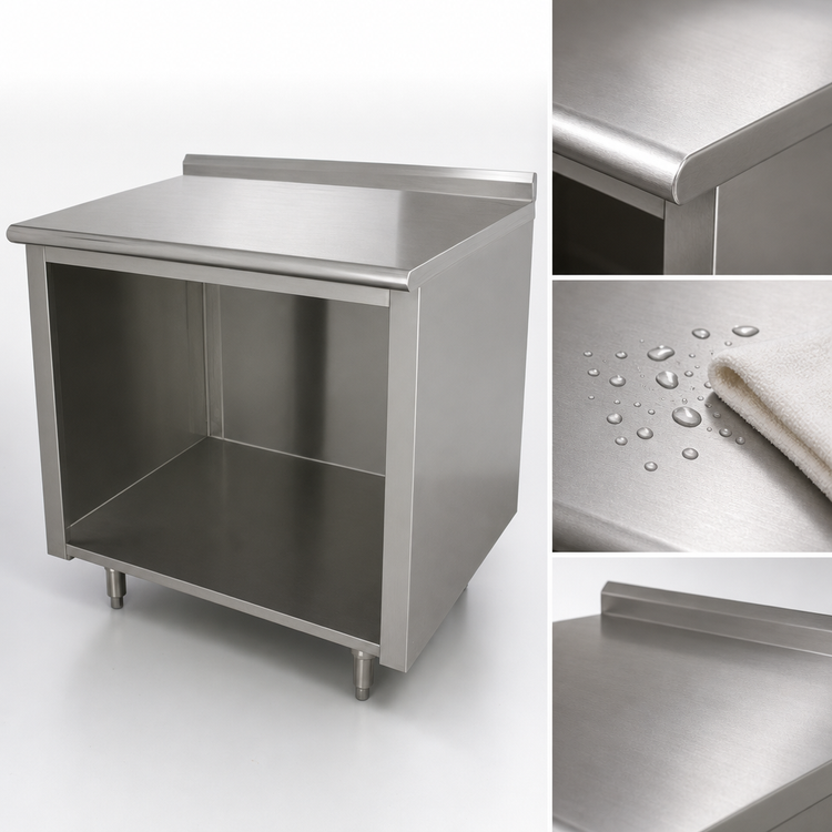 Product image #3 for Advance Tabco 144-Inch Open Front Cabinet Base Work Table with 14-Gauge 304 Stainless Steel Top