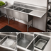Thumbnail image #3 for 3-Compartment Fabricated Stainless Steel Sink with Right-Hand Drainboard, 18
