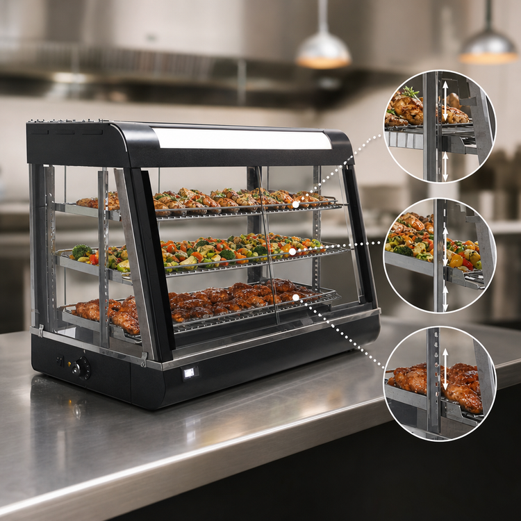Product image #3 for Omcan 36-Inch Countertop 3-Tier Hot Food Merchandiser Display Warmer