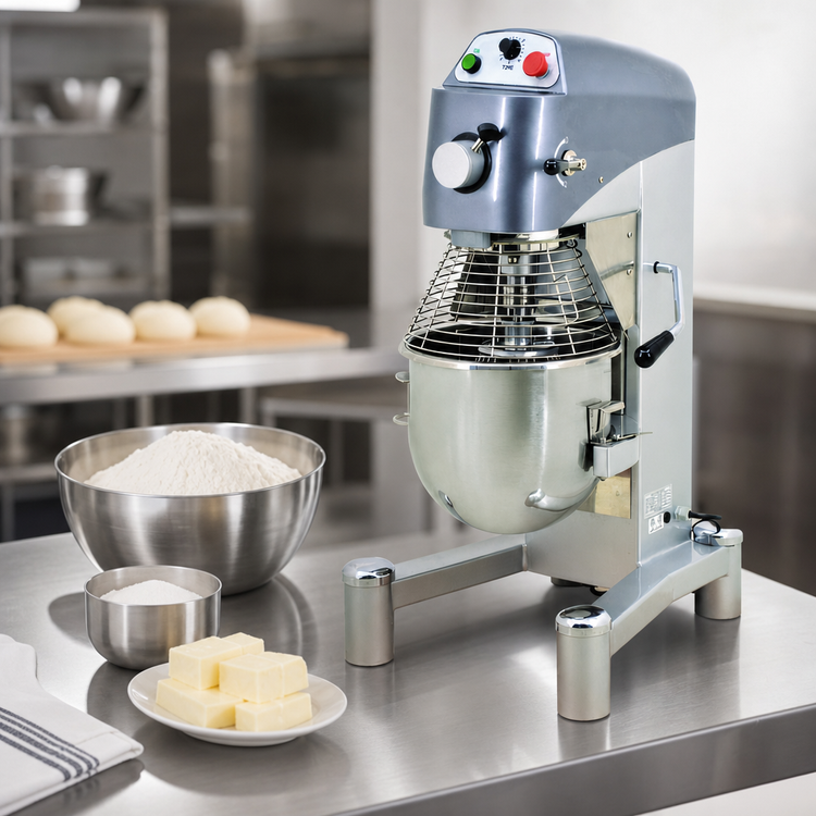 Product image #3 for Omcan 20 Quart Floor Model Planetary Mixer with 3-Speed Gear Drive, Timer and Safety Guard