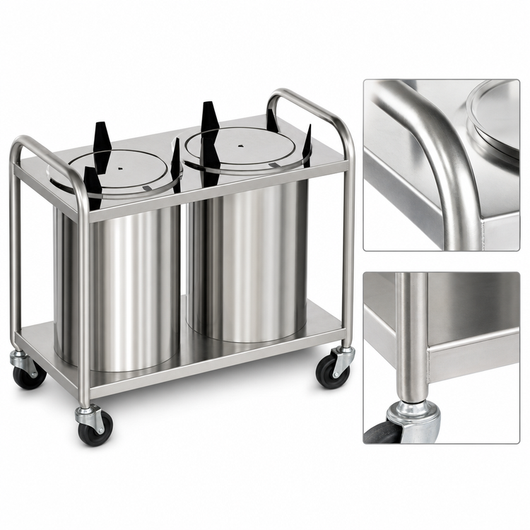 Product image #3 for Atlas Metal 2-Stack Unheated Mobile Open Frame Plate Dispenser for 9-1/8 Inch Plates