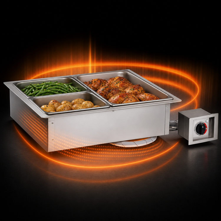 Product image #3 for Alto-Shaam Halo Heat Drop-In Electric Waterless Hot Food Well, Stainless Steel, 2 Full-Size and 2 Third-Size Pan Capacity