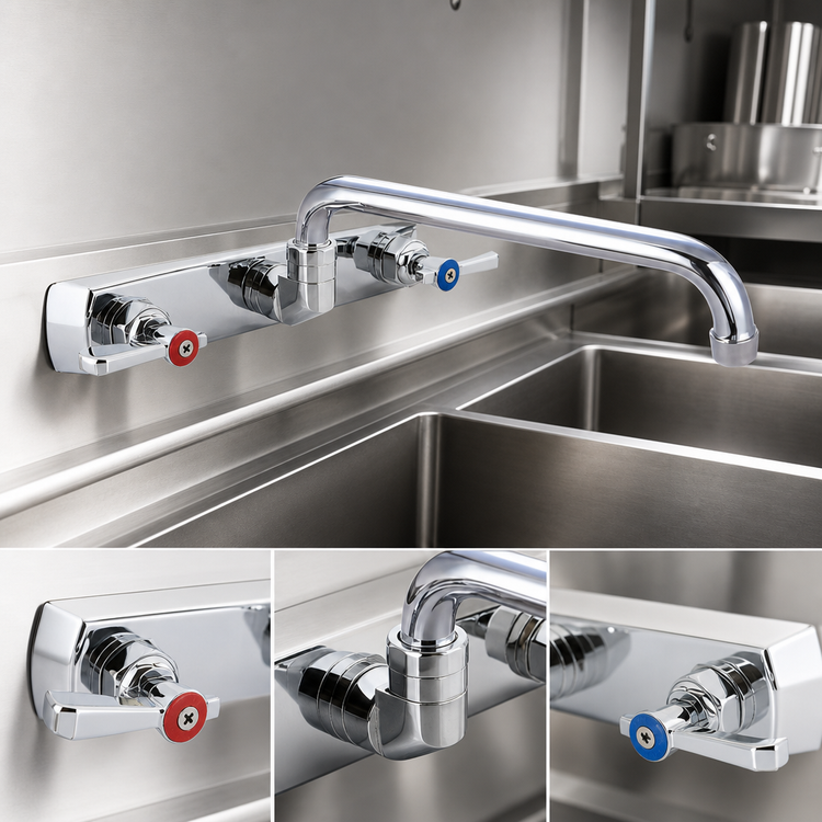 Product image #3 for OptiFlow Heavy-Duty Solid Body Splash-Mounted Commercial Faucet with 8-Inch Centers and 14-Inch Swing Spout
