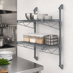 Thumbnail image #3 for Quantum WC34-CB2448GY Wall-Mounted Wire Shelving Unit, Two-Shelf Cantilever, 48 x 24 Inches, Gray Epoxy