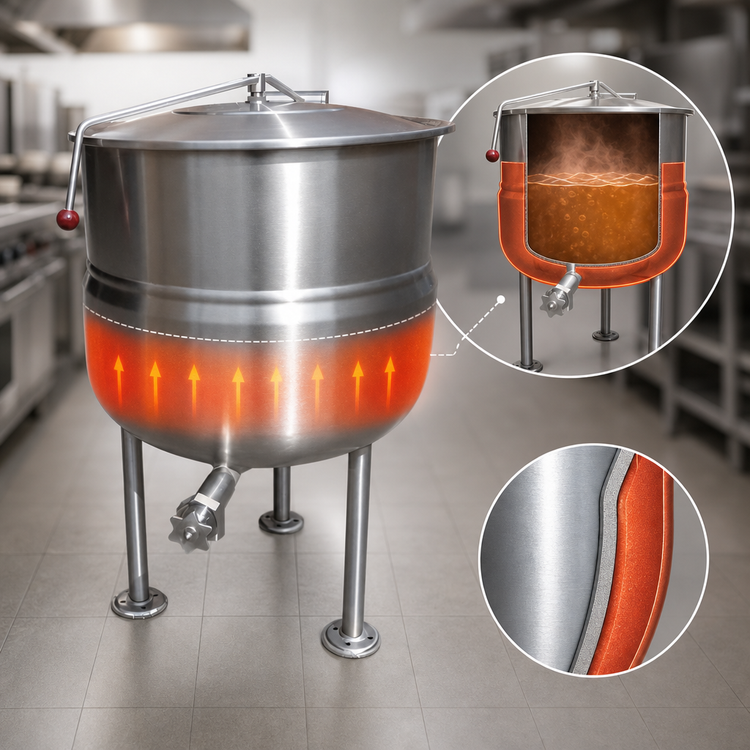 Product image #3 for Crown DL-20 Stationary Direct Steam Kettle, 20 Gallon, 2/3 Jacket