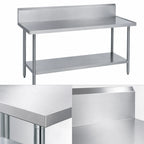Thumbnail image #3 for Duke Manufacturing 314-36120-10R Stainless Steel Work Table, 120"W x 36"D, 10" Riser, 14-Gauge 300-Series Top, Galvanized Undershelf