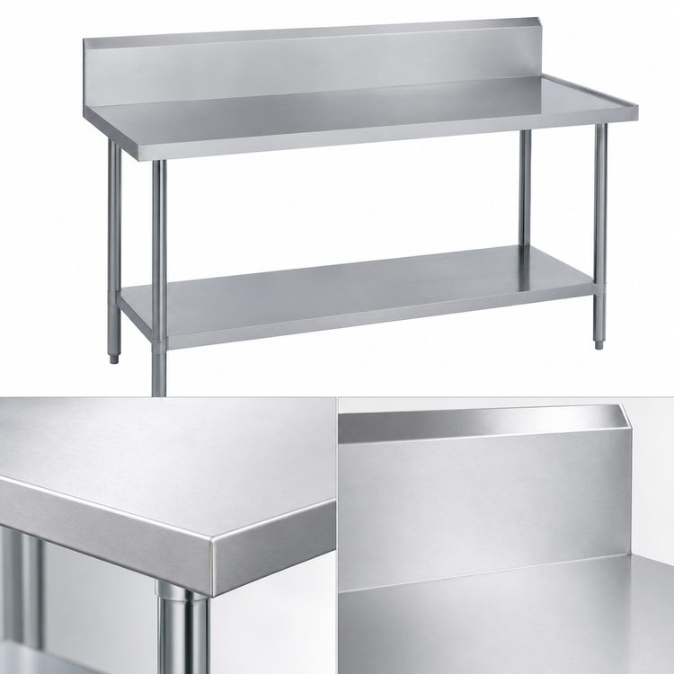 Product image #3 for Duke 120-Inch x 36-Inch Stainless Steel Work Table with 10-Inch Riser and Galvanized Undershelf