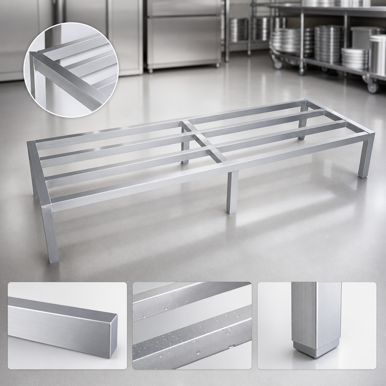 Product image #2 for Promo Series 72-Inch Wide x 24-Inch Deep Tubular Aluminum Dunnage Rack, 2,000 lb. Capacity