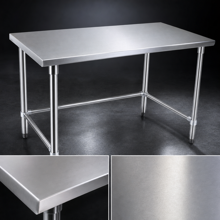 Product image #3 for John Boos Stallion 84" x 36" Stainless Steel Work Table with Safety Edge and Galvanized Legs