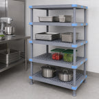Thumbnail image #3 for Quantum Millenia QP214250VS-4 4-Shelf Louvered Polymer Shelving Starter Unit, 42" W x 21" D x 50" H, Gray