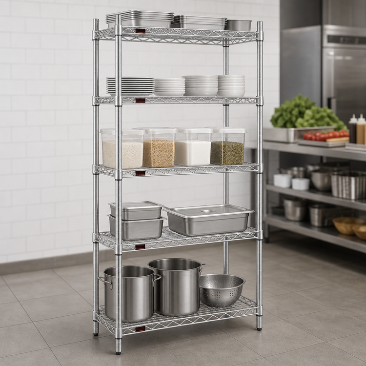 Product image #3 for Eagle Group 5-Tier Wire Starter Shelving Unit with QuadTruss®, 24 x 18 x 74 Inches, Chrome-Plated Finish