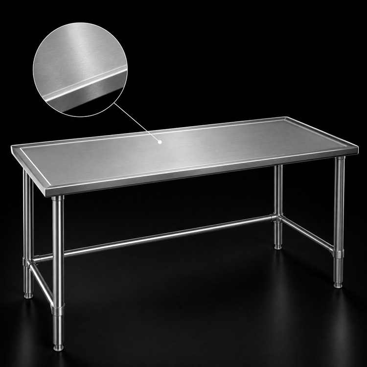 Product image #3 for Spec-Master Marine Series 144"W x 48"D 14 Gauge Stainless Steel Work Table with Box Marine Edge