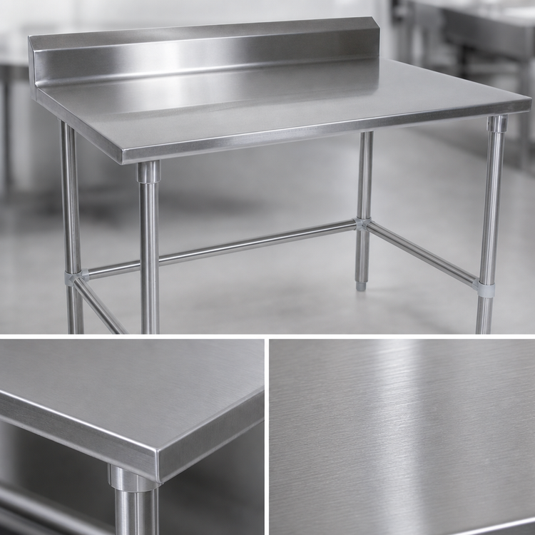 Product image #3 for John Boos Stallion 60-Inch x 24-Inch Stainless Steel Work Table with 5-Inch Backsplash and Stallion Safety Edge