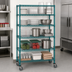 Thumbnail image #3 for Quantum 48 in. W x 18 in. D x 69 in. H 5-Shelf Mobile Wire Shelving Cart with Green Epoxy Antimicrobial Finish