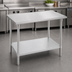 Thumbnail image #3 for Advance Tabco 48 Inch x 36 Inch Flat Top Stainless Steel Work Table with Galvanized Undershelf and Legs