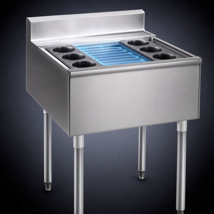 Product image #3 for Eagle Group 2200 Series Modular Underbar Cocktail Unit with 7-Circuit Cold Plate, 36" W x 24" D, 63 lb. Ice Capacity