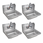 Thumbnail image #3 for BK Resources CP-4W-1410-PG Wall-Mounted Stainless Steel Hand Sink with Faucet, 14 x 10 x 5 in Bowl and 8-1/8 in Backsplash
