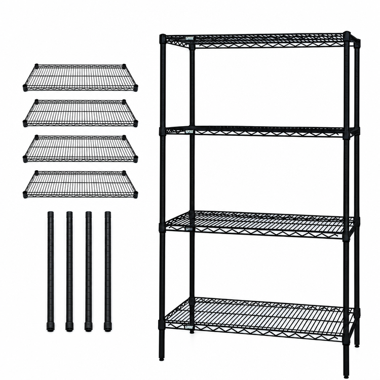 Product image #3 for Quantum 48"W x 30"D x 63"H Black Epoxy Wire Shelving Starter Kit
