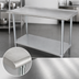 Thumbnail image #3 for Advance Tabco 120-Inch x 24-Inch 304 Stainless Steel Work Table with 1-1/2-Inch Rear Backsplash, Galvanized Undershelf and Legs