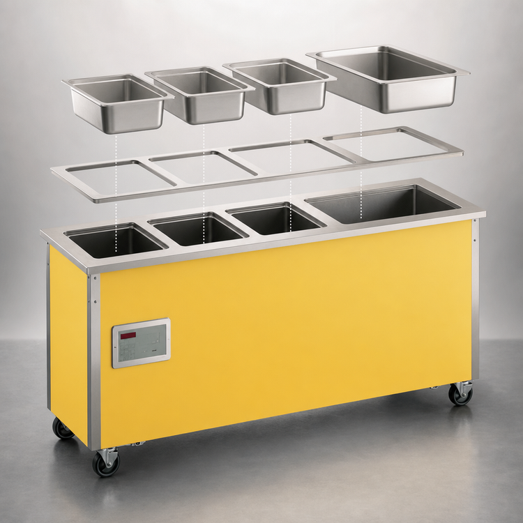 Product image #3 for Vollrath 4-Series Signature Server Stainless Steel Modular Hot/Cold Food Station with Refrigerated Cold Pan, 74 W x 28 D x 30 H