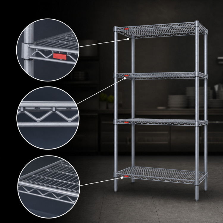 Product image #3 for Eagle Group Valu-Master 4-Tier Stationary Wire Starter Shelving Unit, 24 x 21 x 63 Inches, Pewter Gray Epoxy