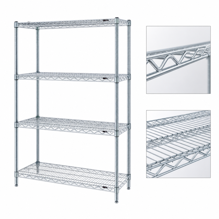 Product image #3 for EAGLEbrite 4-Tier Wire Shelving Starter Unit with QuadTruss, 48W x 18D x 63H, Zinc Finish